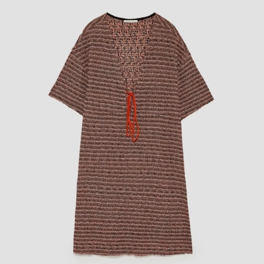 ZARA // soft knit front tie plunge mini dress